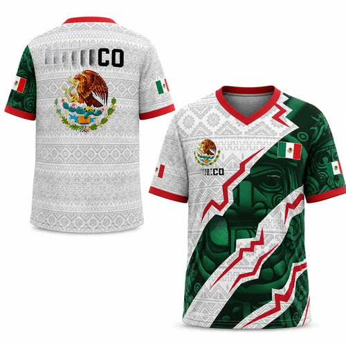 2026 New Mexican Soccer Jersey , Men'S Mexico Aztec Calendar Style Jerseys, Soccer Lover Gift, 2026 V-Neck Football Jersey for Player and Fans
