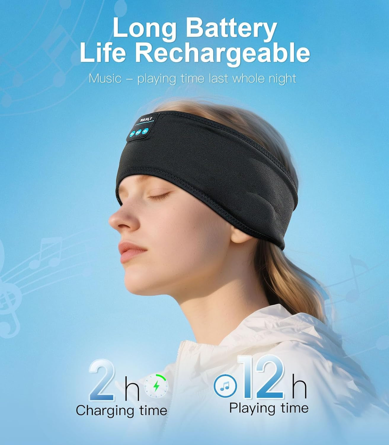 Sleep Headphones Bluetooth Headband, Wireless Headband Headphones Headsets with Thin Speakers, Sleep Earbuds, Sleeping Headphones for Workout Running Yoga Sports Gift for Men Women
