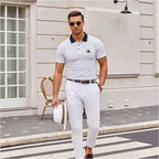 Men’S Polo Shirts with a Tipped Collar, Designed for Business, Golf, and Casual Wear; Quick-Drying, Breathable, and Cool Short-Sleeve Tops with Premium Embroidery