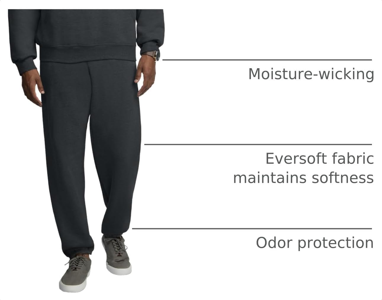 Eversoft Fleece Elastic Bottom Sweatpants with Pockets, Relaxed Fit, Moisture Wicking, Breathable