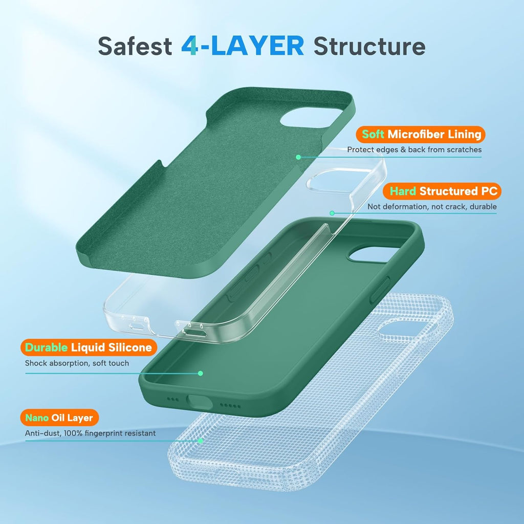 Compatible with Iphone 16E Case/Iphone 17E Case, [Soft Anti-Scratch Microfiber Lining], Liquid Silicone Shockproof Drop Protection Phone Case for Iphone 16E/17E (Acacia Green)
