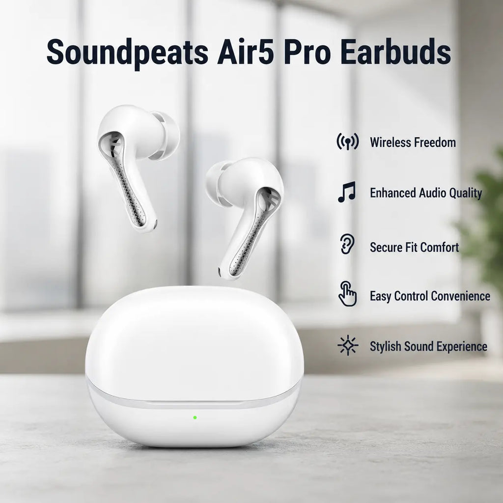 Soundpeats Air5 Pro Wireless Earbuds, Bluetooth 5.4, ANC Noise Cancelling, Comfy In-Ear Headphones, LDAC Hi-Res Audio, 35H Playtime, IPX5 Waterproof for Work, Gym, Travel