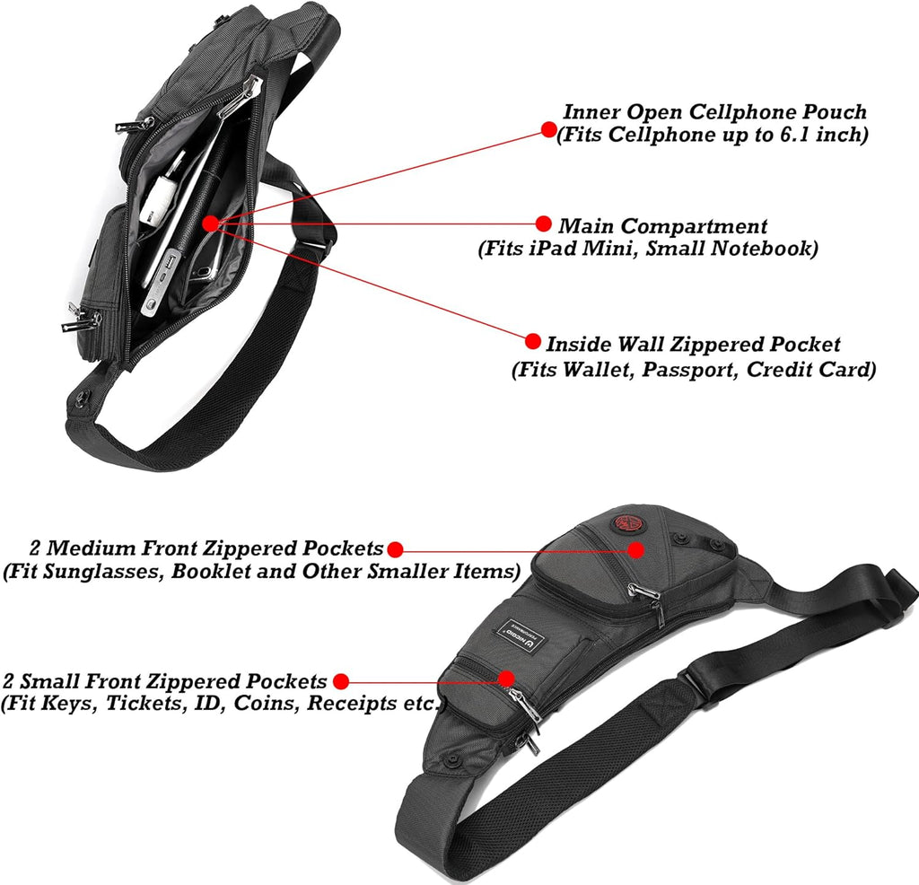 Sling Bag Chest Shoulder Backpack Crossbody Daypack for Men Women | Travel Outdoor Hiking Concealed Carry Fishing Fanny Tool Small Casual
