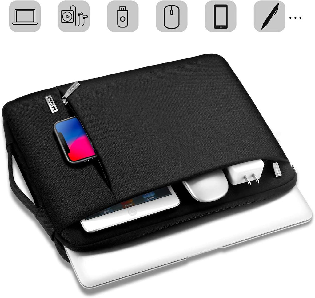 11.6 Inch Protective Laptop Sleeve for Surface Pro, Black | Slim, Shockproof and Waterproof Case for Surface Pro 7-9, Laptop Go 2-3, Macbook Air 11 and 11-12 Inch Chromebooks