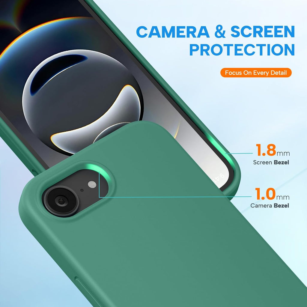 Compatible with Iphone 16E Case/Iphone 17E Case, [Soft Anti-Scratch Microfiber Lining], Liquid Silicone Shockproof Drop Protection Phone Case for Iphone 16E/17E (Acacia Green)