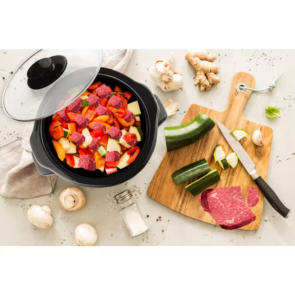 1.6 Qt. Black Mini Slow Cooker with 3-Cooking Settings