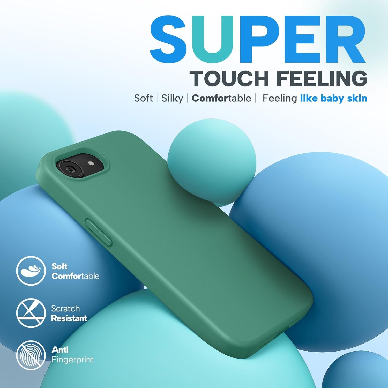 Compatible with Iphone 16E Case/Iphone 17E Case, [Soft Anti-Scratch Microfiber Lining], Liquid Silicone Shockproof Drop Protection Phone Case for Iphone 16E/17E (Acacia Green)