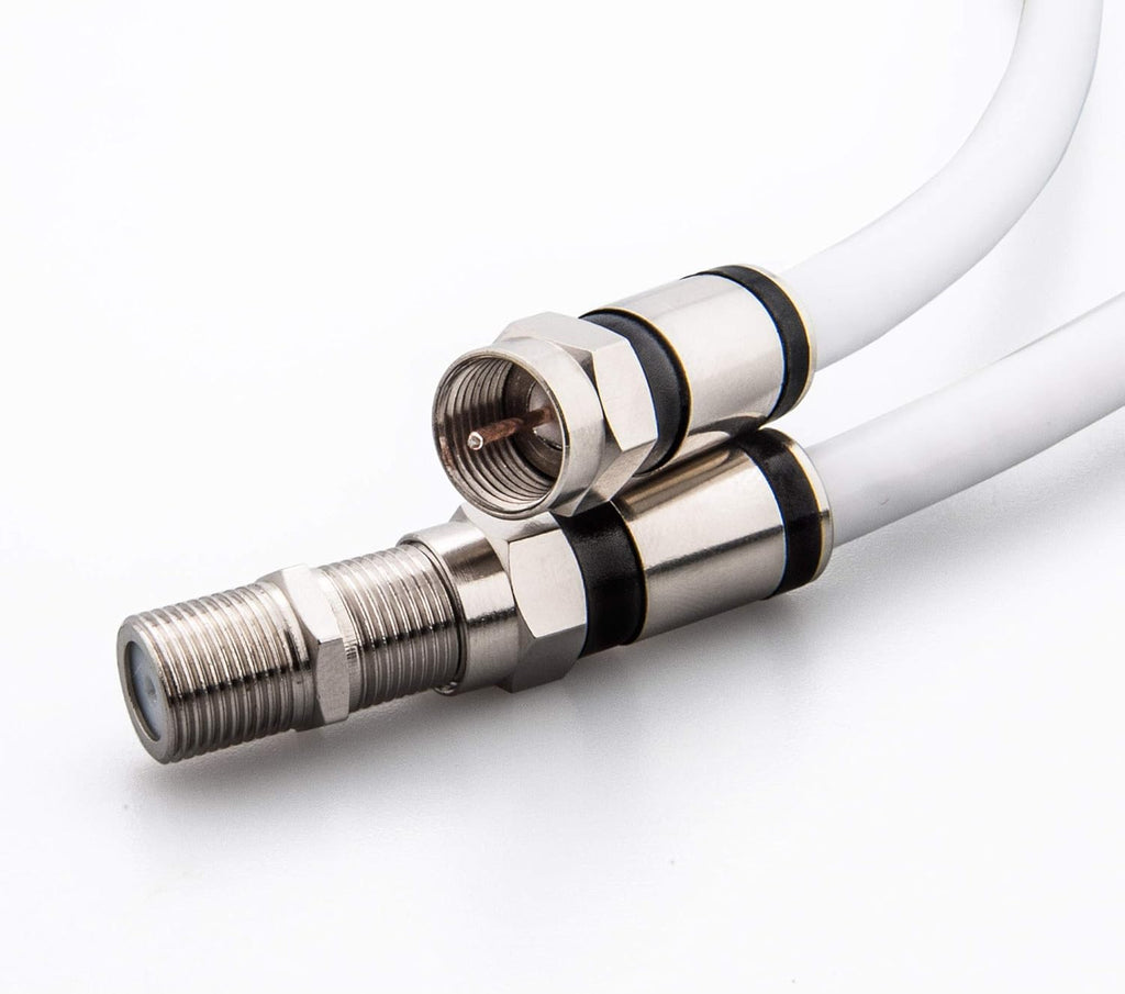 Coaxial Cable (4 Feet) with RG6 Coax Cable Connector (F-Type Cable Extension Adapter) White Coax Satellite TV 75 Ohm