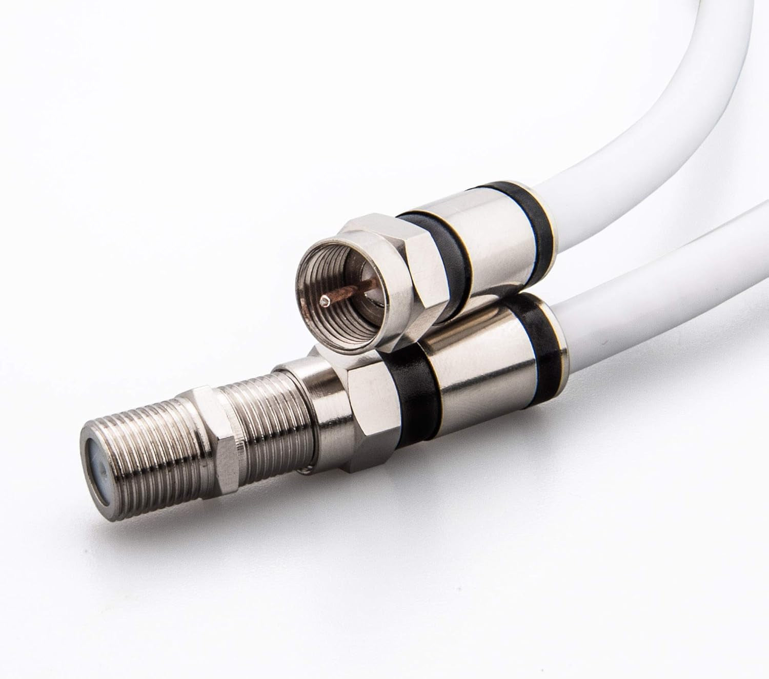 Coaxial Cable (4 Feet) with RG6 Coax Cable Connector (F-Type Cable Extension Adapter) White Coax Satellite TV 75 Ohm