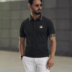 Men’S Polo Shirts with a Tipped Collar, Designed for Business, Golf, and Casual Wear; Quick-Drying, Breathable, and Cool Short-Sleeve Tops with Premium Embroidery