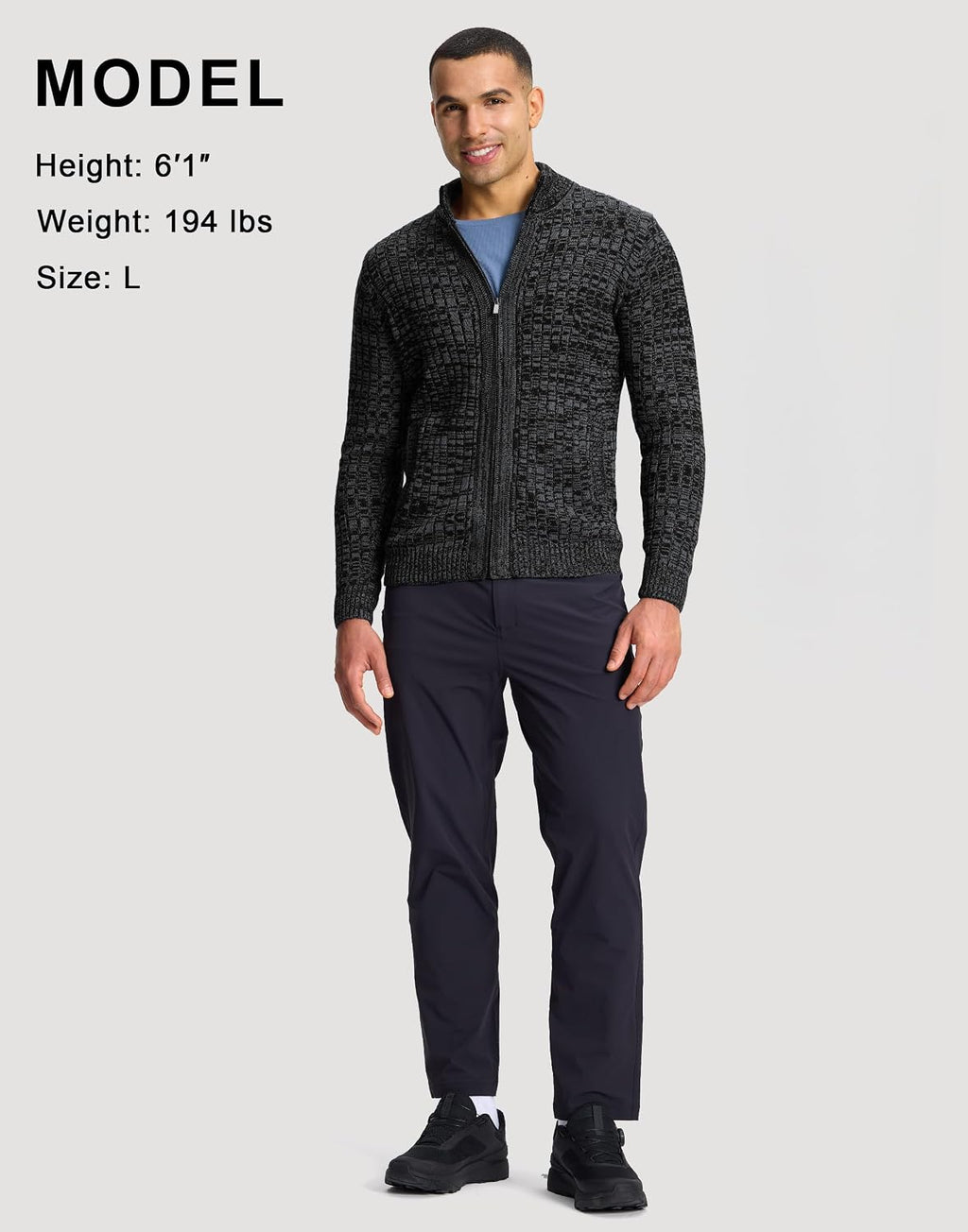 Men'S Cardigan Sweaters Full Zip up Stand Collar Slim Fit Casual Knitted Sweater with 2 Front Pockets