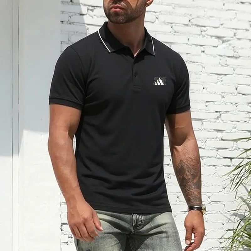 Men’S Polo Shirts with a Tipped Collar, Designed for Business, Golf, and Casual Wear; Quick-Drying, Breathable, and Cool Short-Sleeve Tops with Premium Embroidery