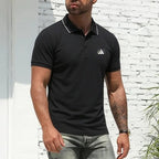 Men’S Polo Shirts with a Tipped Collar, Designed for Business, Golf, and Casual Wear; Quick-Drying, Breathable, and Cool Short-Sleeve Tops with Premium Embroidery