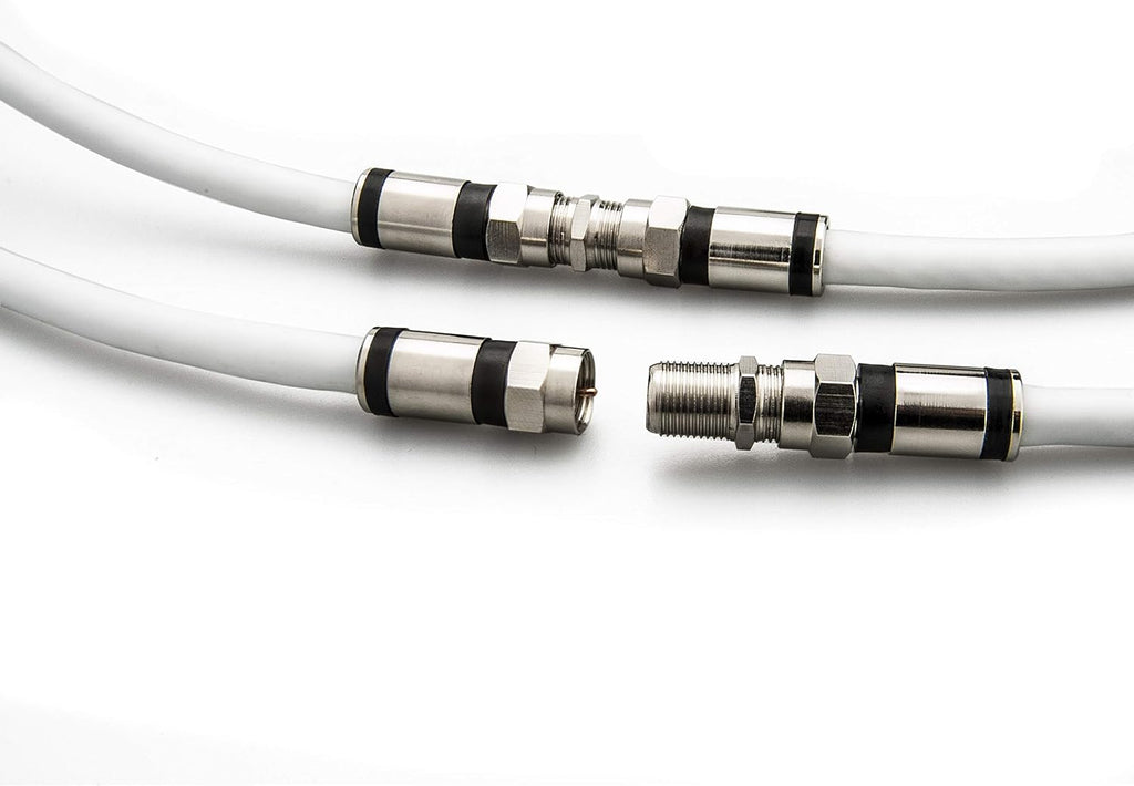 Coaxial Cable (4 Feet) with RG6 Coax Cable Connector (F-Type Cable Extension Adapter) White Coax Satellite TV 75 Ohm