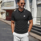 Men’S Polo Shirts with a Tipped Collar, Designed for Business, Golf, and Casual Wear; Quick-Drying, Breathable, and Cool Short-Sleeve Tops with Premium Embroidery
